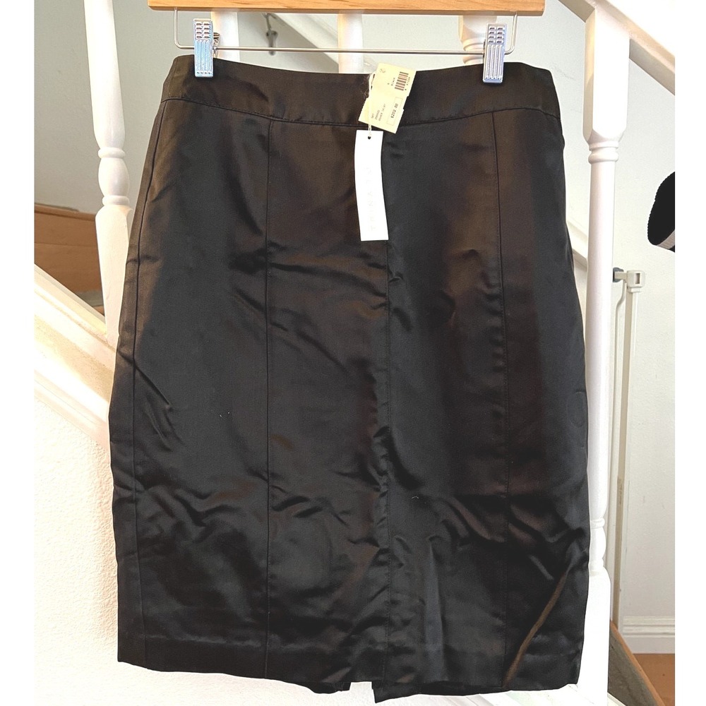Trina Turk Asher Skirt Black Satin Pencil‎ Skirt 290420 Size 6 NWT
